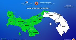 Panamá en alerta verde en ocho provincias y en la comarca NgäbeBuglé por incremento de lluvias